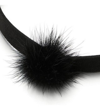 Black Choker Necklace Fluffy Pendant