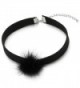 Black Choker Necklace Fluffy Pendant in Women's Choker Necklaces