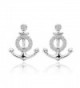 EVER FAITH 925 Sterling Silver Cubic Zirconia Nautical Theme Anchor Stud Earrings Clear - CQ1299C0IQ7