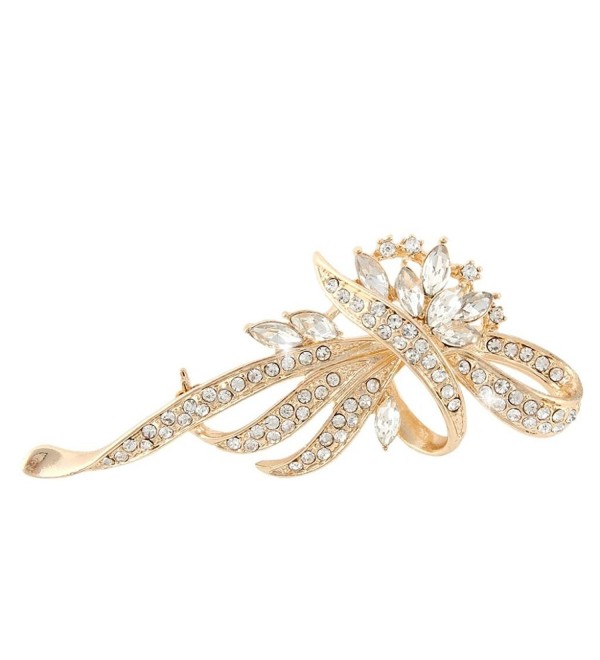 EVER FAITH Women's Austrian Crystal Gorgeous Bouquet Flower Wreath Brooch - Clear Gold-Tone - CO11NKQH1N7