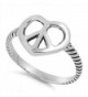 Oxidized Peace Sign Heart Promise Ring New .925 Sterling Silver Band Sizes 5-11 - CS187Z3GLH4
