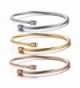 Fashion Stainless Steel Triple Three Stackable Cable Wire Twisted Cuff Bangle Bracelets Set for Women - C912F9KS2GB