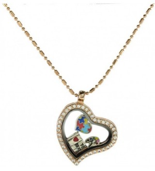 Floating Locket Necklace with Choice of 6 Mini Charms and Matching Chain (Rose Gold Heart) by BG247 - C912509YA0R