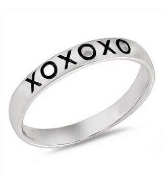 XO Love Kisses Stackable Promise Ring Sterling Silver Friendship Band Sizes 3-10 - C1183CXS8A7