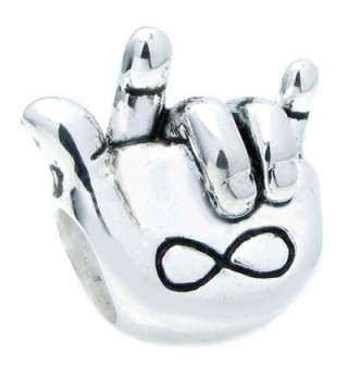 Sterling Silver I Love You Forever Hand Sign Infinity Bead For European Charm Bracelets - C811L5U7ZX1