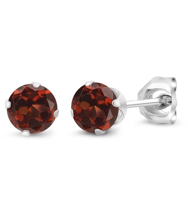 0.74 Ct Round 4mm Red Garnet 925 Sterling Silver Stud Earrings - CE11O0KPI1J