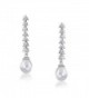 Bling Jewelry Freshwater Cultured Pearl CZ Chandelier Earrings 8mm Rhodium Plated Brass - CV1164RG333