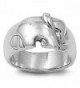 Sterling Silver Women's Elephant Ring Beautiful Pure 925 Band 11mm Sizes 6-10 - CZ11GQ4BXKH