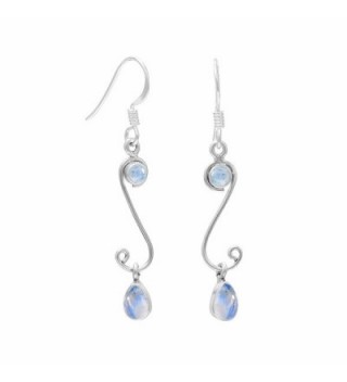 4.10ctw Genuine Gemstone & 925 Silver Plated Dangle Earrings Made By Sterling Silver Jewelry - Rainbow Moonstone - CJ182AAD7T8