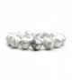 Howlite Bracelet 01 - Stretch 9-10mm Round White Gray Stone Crystal - CJ11P0QR9RX