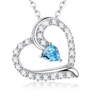 Birthday Birthstone Aquamarine Swarovski Jewelry 20 - Aquamarine March Birthstone heart Pendant - CH1884I00TH