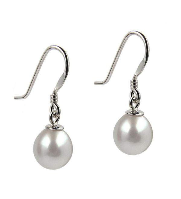 White Freshwater Cultured Pearl Sterling Silver Rhodium Plated Earrings - CP116GIBQCD