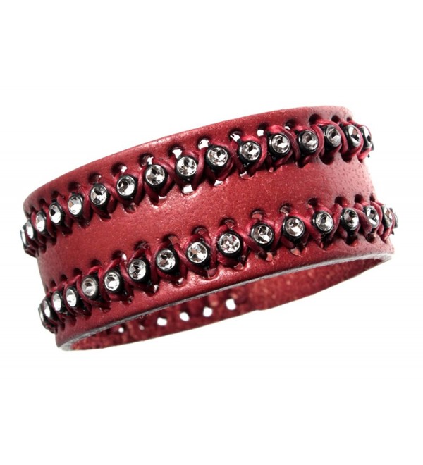 Brick Red Quality Leather Cuff Bracelet- Perfect for Valentine's Day Gift- Adjustable - CQ11055OSXR