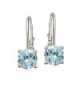 Sterling Silver Aquamarine Leverback Earrings in Women's Drop & Dangle Earrings
