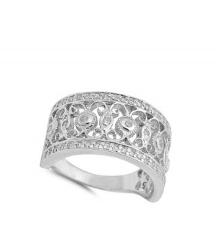 Filigree Fashion Sterling Silver RNG15903 9 in Women's Band Rings