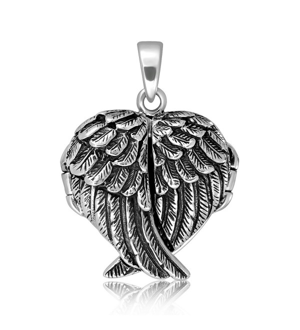 WithLoveSilver 925 Sterling Silver Feather Angel Wing Charms Pendant Locket - C611HYB3H9L