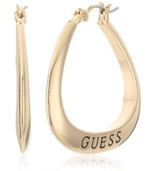 GUESS Basic Small Oval Logo Hoop Earrings - Gold - CV11BAKGDUV