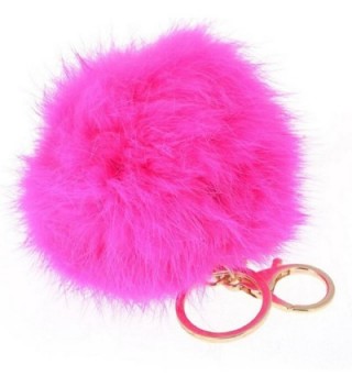 SusenstoneCute Rabbit Fur Ball Keychain Bag Car Key Ring Car Key Pendant - CK12621HC5X
