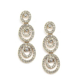 Mariell Concentric Ovals Genuine 14KT Gold Plated Pave CZ Bridal Fashion Dangle Earrings - CG11ZP6U0AZ