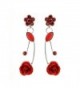 Glamorousky Elegant Red Rose Earrings with Red Austrian Element Crystals and Crystal Glass (501) - C6118SOFFRF