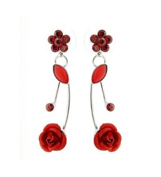 Glamorousky Elegant Red Rose Earrings with Red Austrian Element Crystals and Crystal Glass (501) - C6118SOFFRF