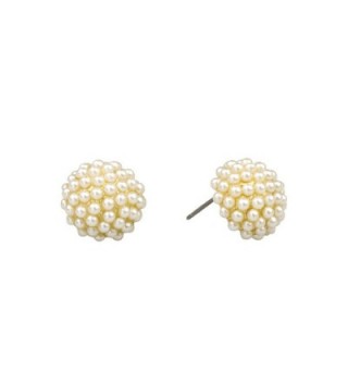 John Wind- 1/2" Pave Pearl Post Earrings- Gold - C612NB42CX9