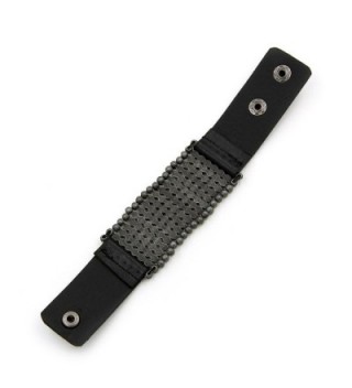 Premium Rhinestones Leather Bracelet Black in Women's Cuff Bracelets