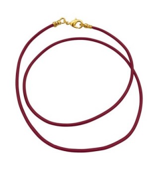 Gold Plated 1.8mm Fine Burgundy Red Leather Cord Necklace - C11875IXMMM