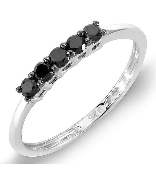 0.37 Carat (ctw) Sterling Silver Round Black Diamond Ladies Anniversary Wedding Band Ring 1/3 CT - CK115ZMUF73