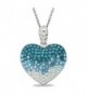 Bria Lou Silver Flashed Heart Cluster Pendant Necklace Made with Swarovski Crystals- 18" - Blue - CZ124IBG6V5