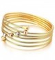 Elastic Adjustable Ladies Steel Twisted Cable Cuff Bangle Bracelet Elastic Multi-lap Silver Gold Two-tone - 2 - CU17YEC6OSX