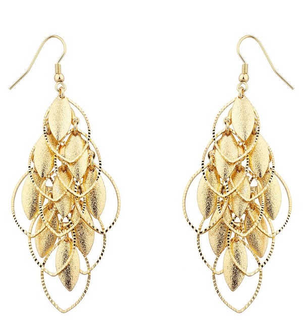 Lux Accessories Gold tone Petals Waterfall Earrings - CJ12F77TOMH