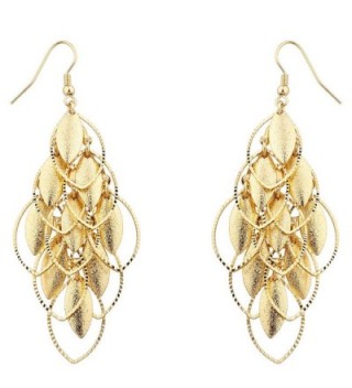 Lux Accessories Gold tone Petals Waterfall Earrings - CJ12F77TOMH