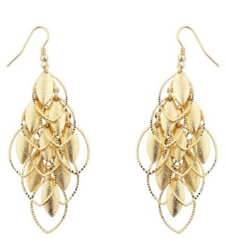 Lux Accessories Gold tone Petals Waterfall Earrings - CJ12F77TOMH