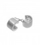 Takobia Women's Petite Brushed Silver Plated "C" Design Open Hoop - .925 Sterling Silver Post Earrings - CD12HPAFIEL