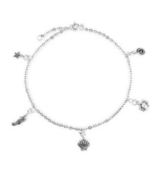 Bling Jewelry Nautical Sea Life Charm Sterling Silver Anklet 9.5 Inch - CR114E267U9