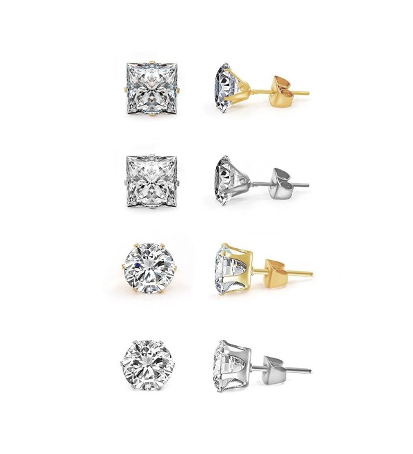 Sundear Stud Earrings Round Cut Cubic Zirconia Earrings Set for Women - Four pairs - CE18C50ZLR4