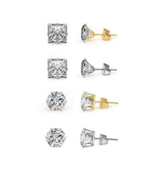 Sundear Stud Earrings Round Cut Cubic Zirconia Earrings Set for Women - Four pairs - CE18C50ZLR4