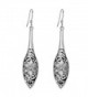 EVER FAITH Women's 925 Sterling Silver Bali Inspired Flower Filigree Puffed Teardrop Dangle Hook Earrings - CL17YDORGR2