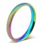 3mm Stainless Steel Sand Blast Finish Rainbow Gay Lesbian Wedding Band Engagement Domed LGBT Pride Ring - CD12NE175PD