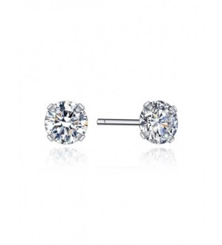 Hypoallergenic Basic Earrings Sterling Silver Cubic Zircon Studs for Women and Men Sleep Earrings - 4MM - C0186WS9IQ0