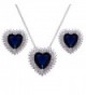 Forever Hearts for Her Luxury Pendant Necklace Jewelry Sets AAA CZ Rhodium Plated Chain - Blue - C1189Q53225