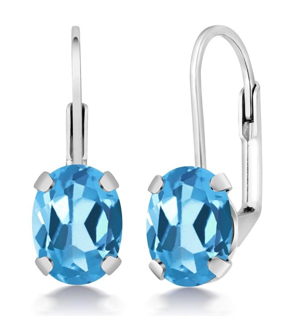 3.00 Ct Oval Swiss Blue Topaz Silver Plated Brass Lever Back Earrings - CO11788KA6H