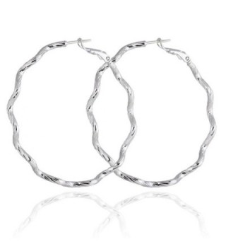 Yazilind Elegant Vogue Silver Plated Twisted Design Extra Large Omega Back Hoop Earrings 50mm - golden - CB11MPNMV45