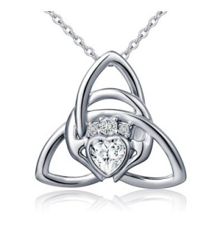 S925 Sterling Silver Irish Claddagh Love by Kelly Hands Holding Crown Heart Pendant Necklace for Women - CW1884QHQUQ