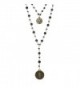 Rosemarie Collections Women's Beaded 2-Strand St Benedict Cross Pendant Necklace - Gold Tone/Black - CR18092D9QY