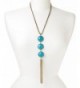 Lux Accessories Synthetic Turquoise Tiered Tassel Fringe Necklace - CX11QLVFD4R