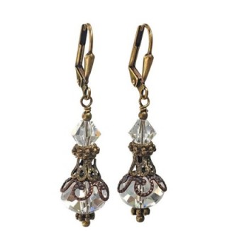 Bronze-tone Vintage Inspired Clear Crystal Boho Chic Earrings - CR182A9YC2G