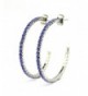 Women's Elegant Swarovski Crystal Stud 35mm Flex Pierced Hoop Earrings - Blue/Silver-Tone - CC11OFWTRZ5