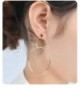 Gudukt Gold Dangling Earrings Light Weight 1 Pair Cross Drop Earrings for Women - Double Ring - CW189XMR9QO